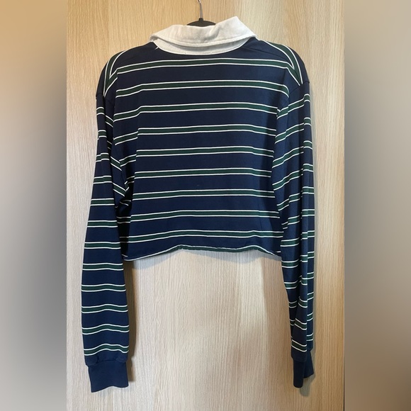 Brandy Melville Cropped Collared Striped Sweater - Picture 3 of 3